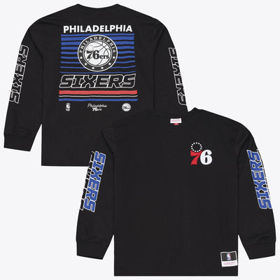 Philadelphia 76ers Mitchell & Ness Triple Check Long Sleeve T-Shirt - Black