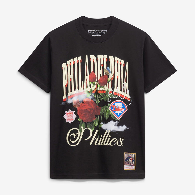 Philadelphia Phillies Mitchell & Ness Cooperstown Floral T-Shirt - Black