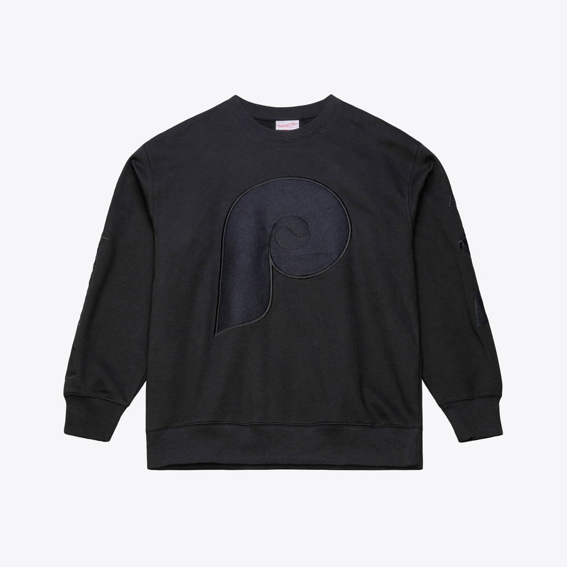 Philadelphia Phillies Mitchell & Ness Phantom Fleece Crewneck Sweatshirt - Black
