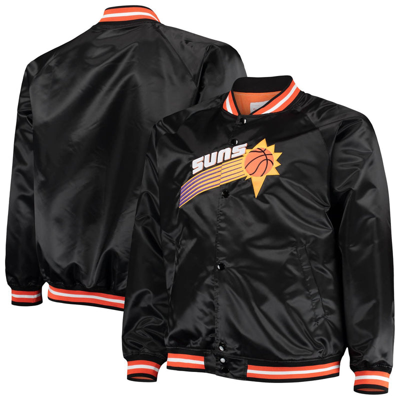 Phoenix Suns Mitchell & Ness Big & Tall Hardwood Classics Raglan Satin Full-Snap Jacket - Black