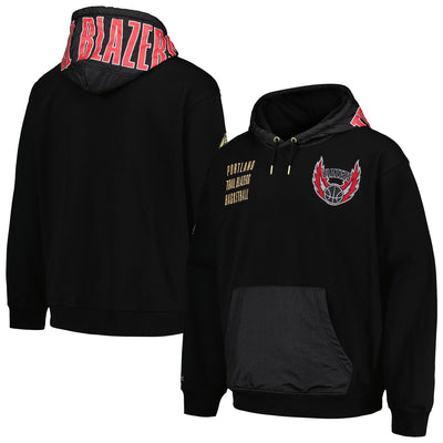 Portland Trail Blazers Mitchell & Ness Team OG 2.0 Vintage Logo Fleece Pullover Hoodie - Black