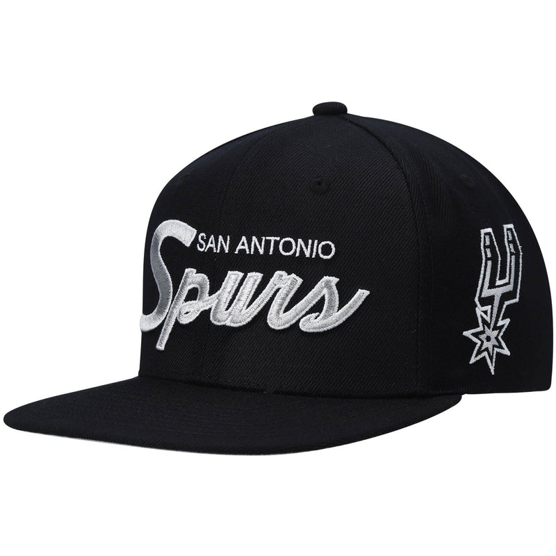 San Antonio Spurs Mitchell & Ness Hardwood Classics Script 2.0 Snapback Hat - Black