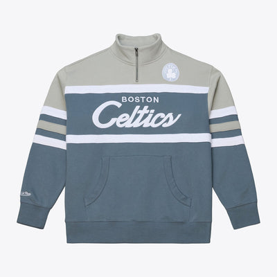 Boston Celtics Mitchell & Ness Thunderstorm Head Coach Quarter-Zip Jacket - Blue