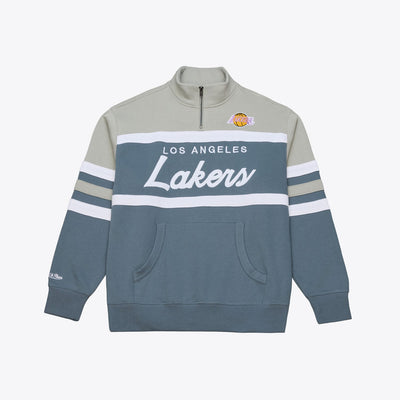 Los Angeles Lakers Mitchell & Ness Thunderstorm Head Coach Quarter-Zip Jacket - Blue