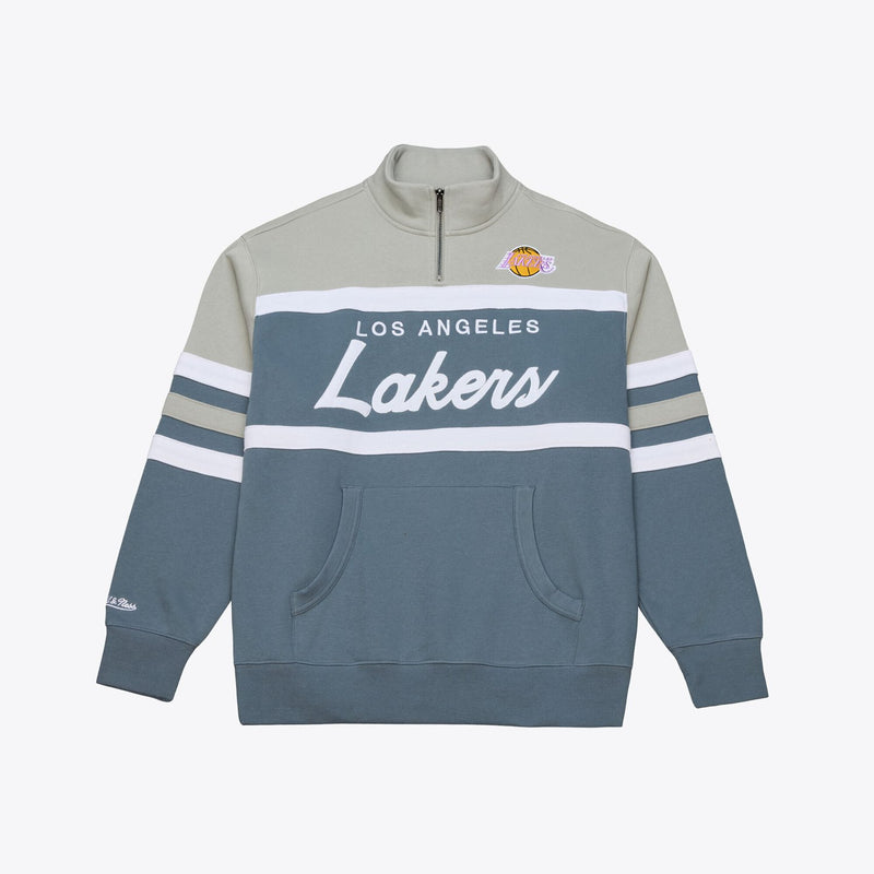 Los Angeles Lakers Mitchell & Ness Thunderstorm Head Coach Quarter-Zip Jacket - Blue
