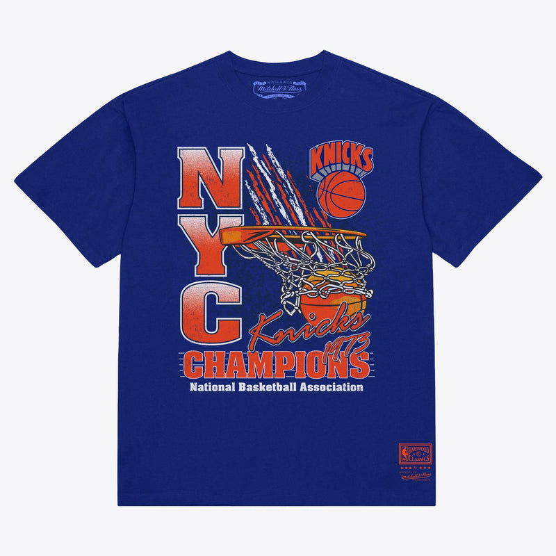 New York Knicks Mitchell & Ness 1973 NBA Finals Champions Net T-Shirt - Blue