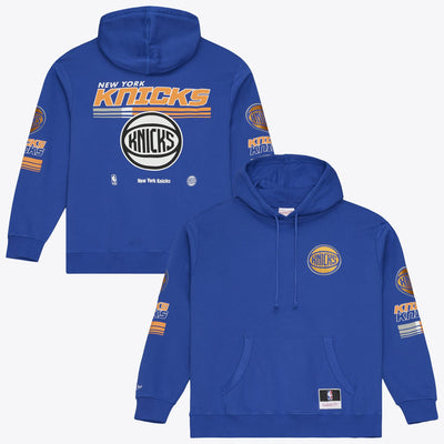 New York Knicks Mitchell & Ness Triple Check Fleece Hoodie - Blue