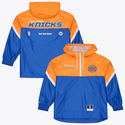 New York Knicks Mitchell & Ness Triple Check Half-Zip Windbreaker Jacket - Blue