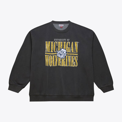 Michigan Wolverines Mitchell & Ness Downtown Fleece Sweatshirt - Charcoal