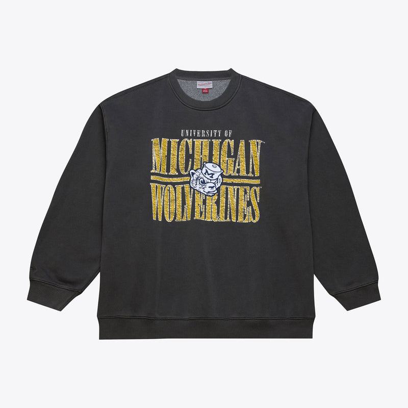 Michigan Wolverines Mitchell & Ness Downtown Fleece Sweatshirt - Charcoal