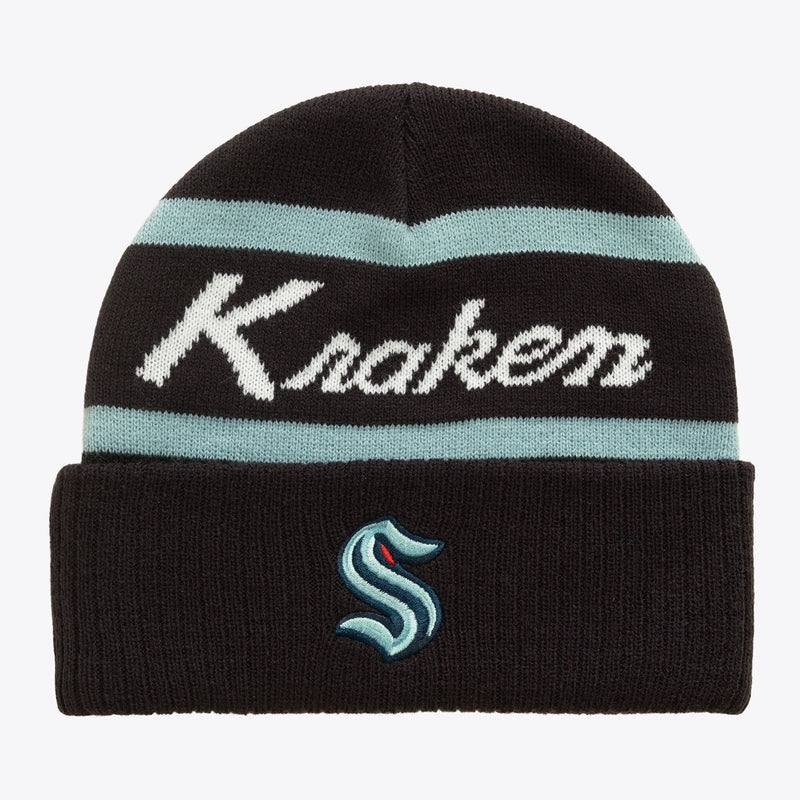 Seattle Kraken Mitchell & Ness Head Coach Cuffed Knit Hat - Deep Sea Blue