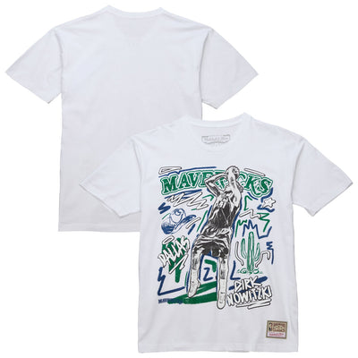 Dirk Nowitzki Dallas Mavericks Mitchell & Ness Hardwood Classics Chalked Up T-Shirt - White