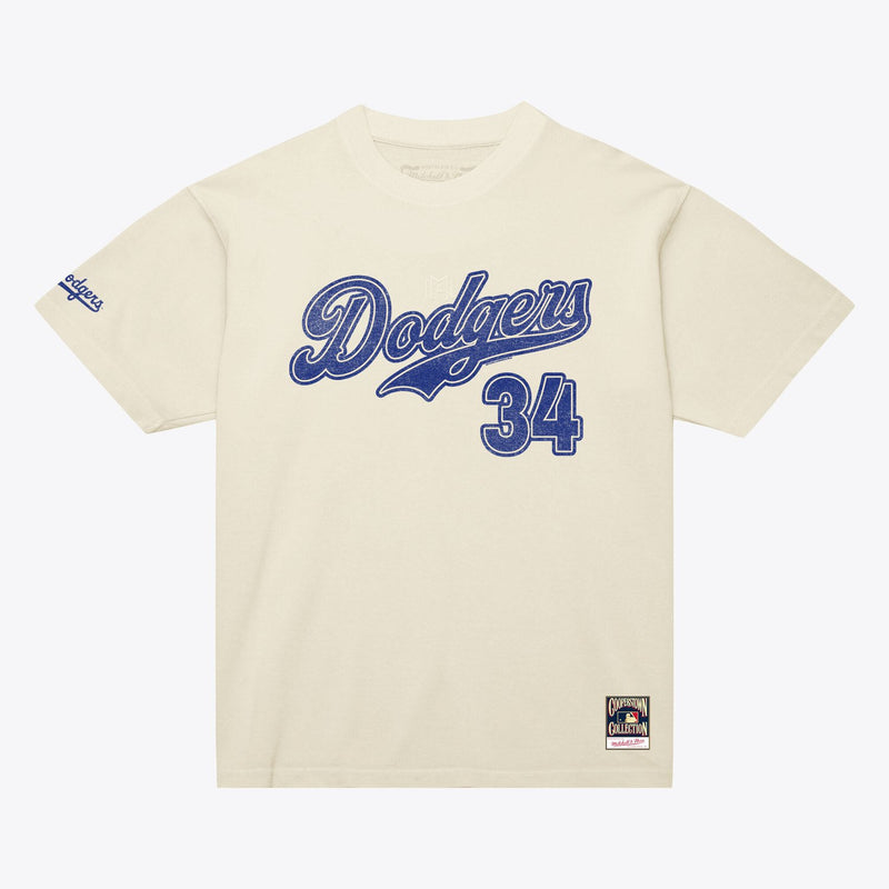 Fernando Valenzuela Los Angeles Dodgers Mitchell & Ness Cooperstown Collection Throwback Name & Number T-Shirt - Cream