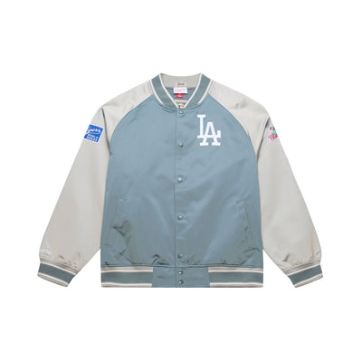 Los Angeles Dodgers Mitchell & Ness Thunderstorm Head Coach Lightweight Satin Full-Snap Jacket - Gray