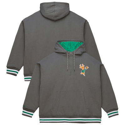 Milwaukee Bucks Mitchell & Ness Throw It Back Quilted Fleece Quarter-Zip Hoodie - Gray