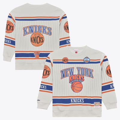 New York Knicks Mitchell & Ness Hardwood Classics Too Maxxed Fleece Crew Sweatshirt - Gray