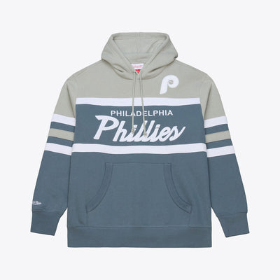 Philadelphia Phillies Mitchell & Ness Cooperstown Collection Thunderstorm Head Coach Hoodie - Gray