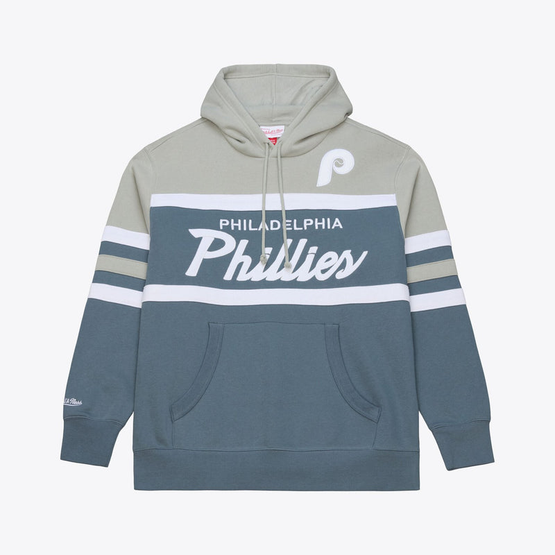 Philadelphia Phillies Mitchell & Ness Cooperstown Collection Thunderstorm Head Coach Hoodie - Gray