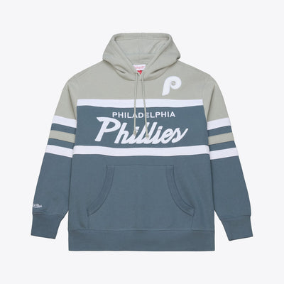 Philadelphia Phillies Mitchell & Ness Cooperstown Collection Thunderstorm Head Coach Hoodie - Gray