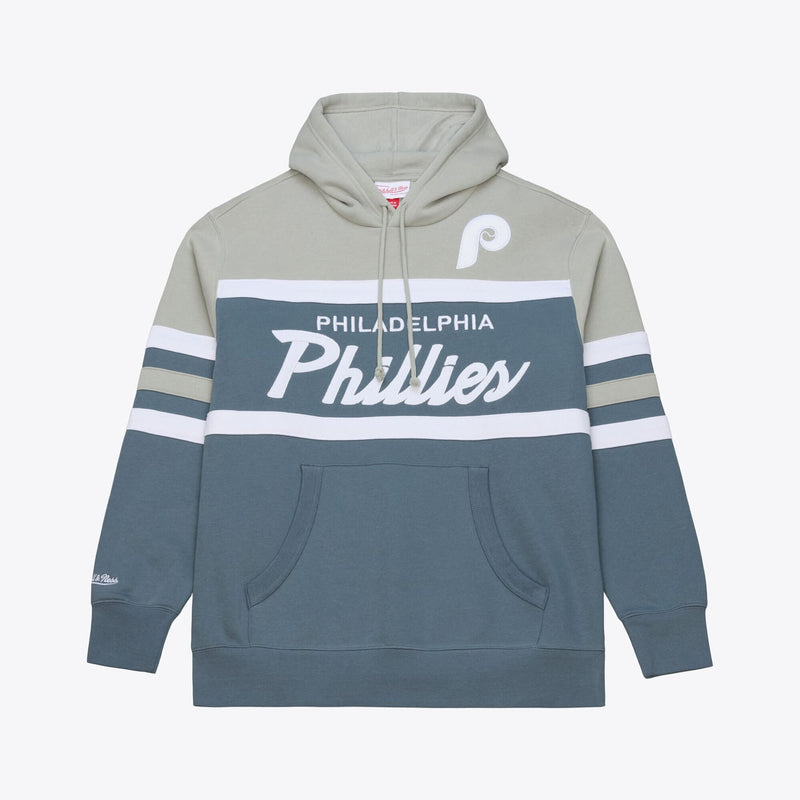 Philadelphia Phillies Mitchell & Ness Cooperstown Collection Thunderstorm Head Coach Hoodie - Gray