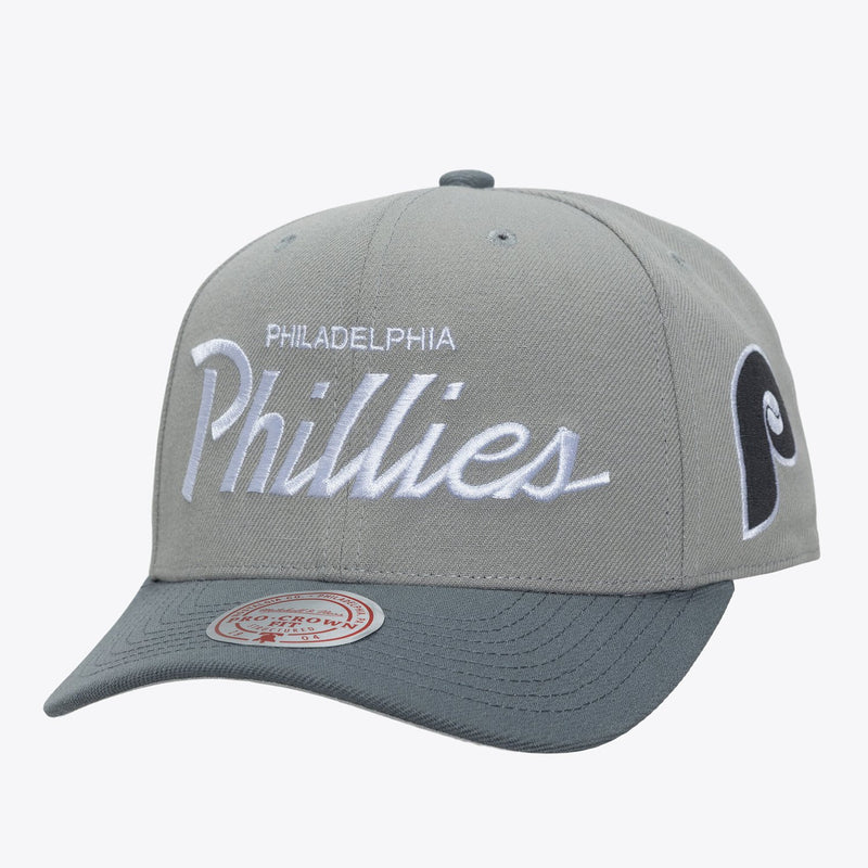 Philadelphia Phillies Mitchell & Ness Cooperstown Thunderstorm Head Coach Pro-Crown Adjustable Hat - Gray