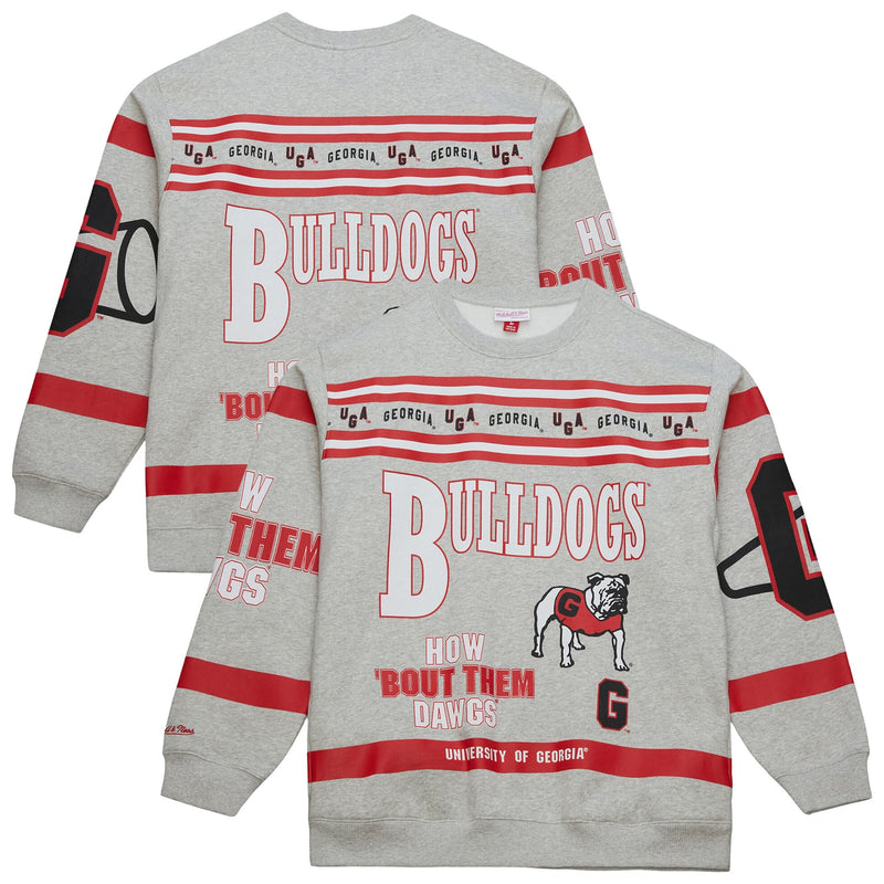 Georgia Bulldogs Mitchell & Ness All Over Print Sweatshirt - Heather Gray