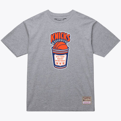 New York Knicks Mitchell & Ness Coffee Cup T-Shirt - Heather Gray