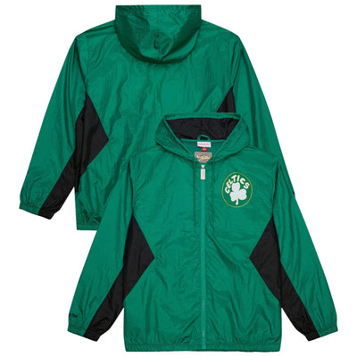 Boston Celtics Mitchell & Ness Playmaker Full-Zip Hooded Windbreaker Jacket - Kelly Green