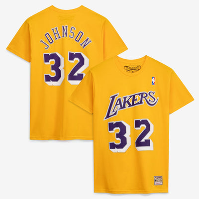 Magic Johnson Los Angeles Lakers Mitchell & Ness Hardwood Classics Retro Name & Number T-Shirt - Gold