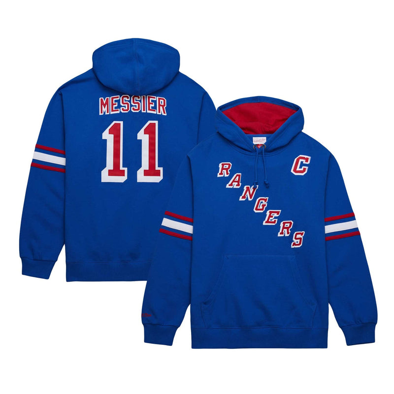Mark Messier New York Rangers Mitchell & Ness Name & Number Premium Pullover Hoodie - Blue