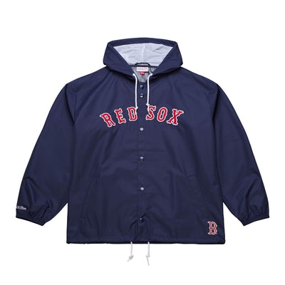 Boston Red Sox Mitchell & Ness Full-Snap Hooded Coaches Jacket - Navy