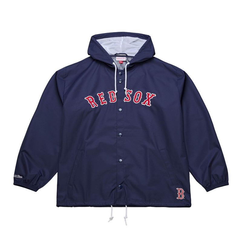 Boston Red Sox Mitchell & Ness Full-Snap Hooded Coaches Jacket - Navy
