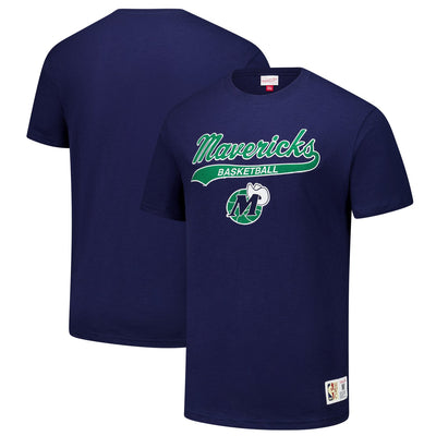 Dallas Mavericks Mitchell & Ness Hardwood Classics Felt Applique Slub T-Shirt - Navy