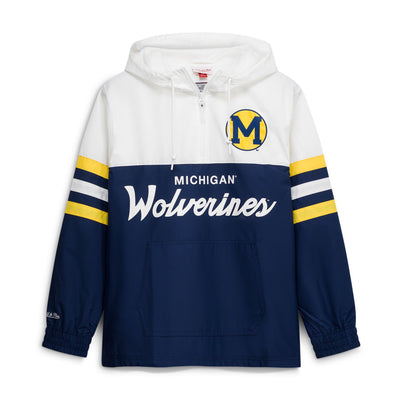 Michigan Wolverines Mitchell & Ness Head Coach Lightweight Anorak Half-Zip Windbreaker - Navy