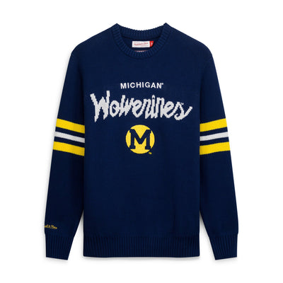 Michigan Wolverines Mitchell & Ness Head Coach Sweater - Navy