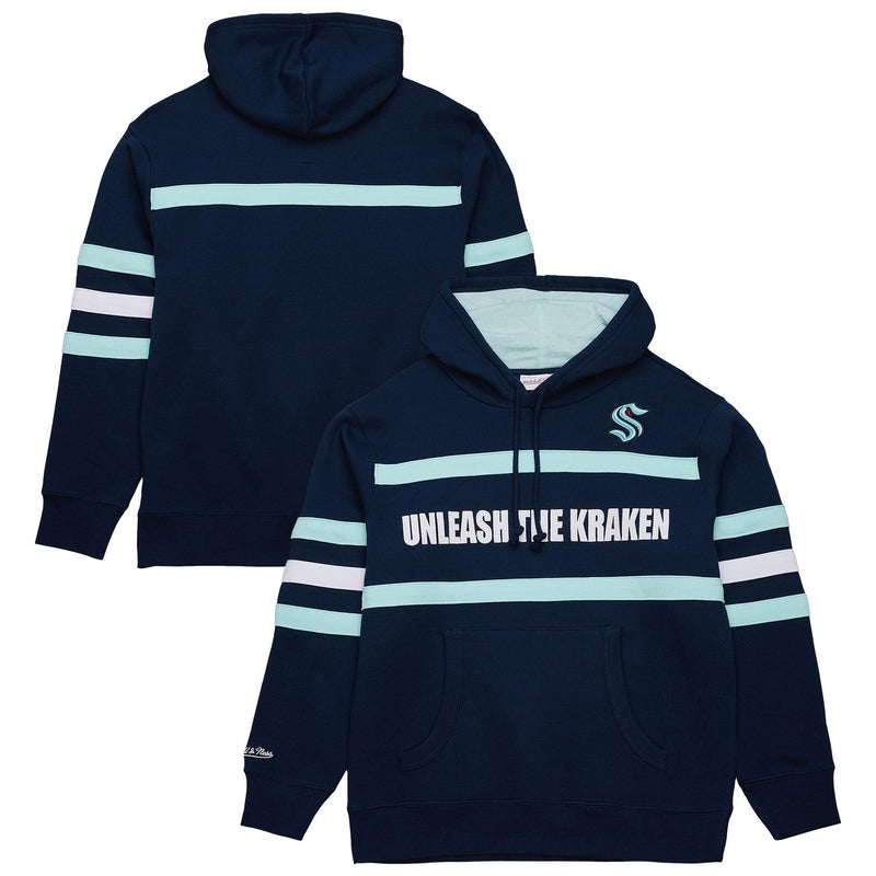 Seattle Kraken Mitchell & Ness Head Coach Slogan Pullover Hoodie - Navy