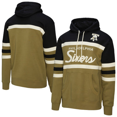 Philadelphia 76ers Mitchell & Ness Double Clutch Head Coach Hoodie - Olive