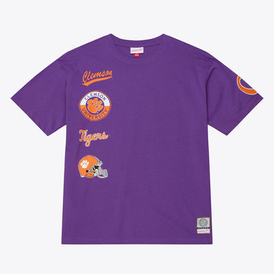 Clemson Tigers Mitchell & Ness Double Clutch Premium T-Shirt - Purple