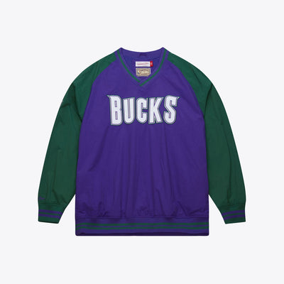 Milwaukee Bucks Mitchell & Ness Classic V-Neck Raglan Pullover - Purple