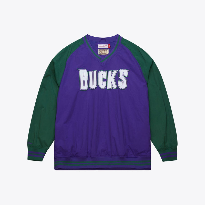 Milwaukee Bucks Mitchell & Ness Classic V-Neck Raglan Pullover - Purple