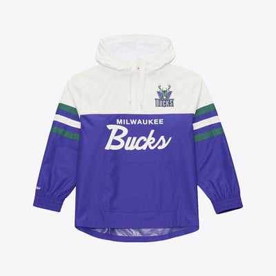 Milwaukee Bucks Mitchell & Ness Head Coach Lightweight Anorak Quarter-Zip Windbreaker - Purple