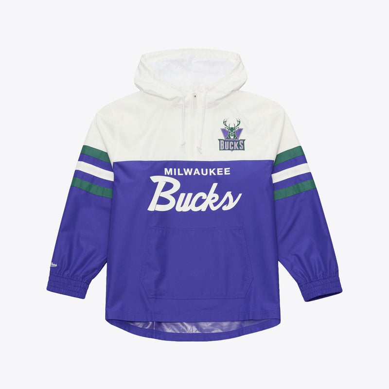 Milwaukee Bucks Mitchell & Ness Head Coach Lightweight Anorak Quarter-Zip Windbreaker - Purple