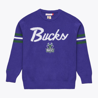 Milwaukee Bucks Mitchell & Ness Head Coach Sweater - Purple