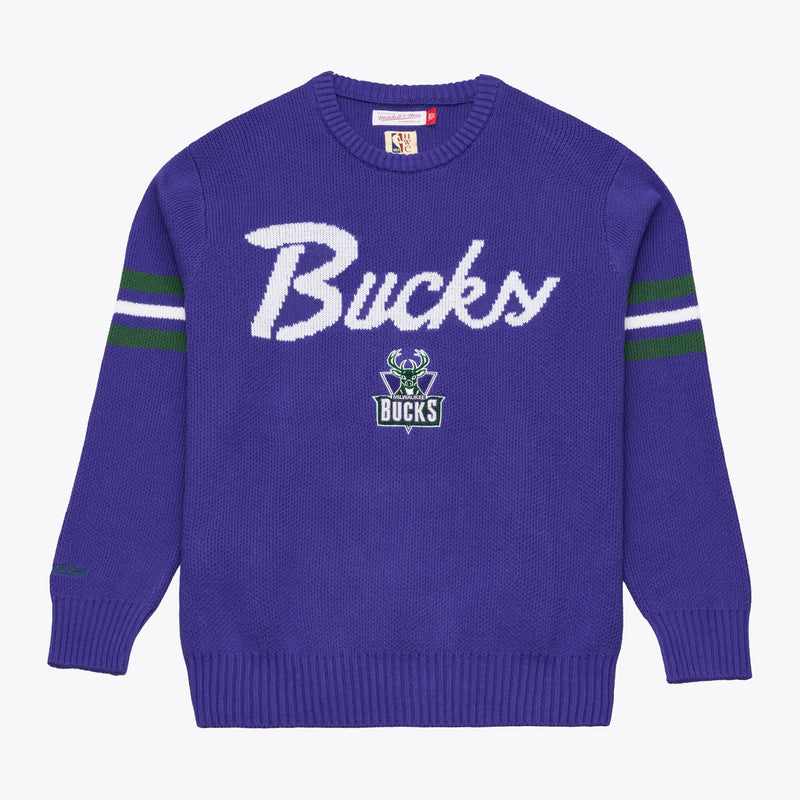 Milwaukee Bucks Mitchell & Ness Head Coach Sweater - Purple
