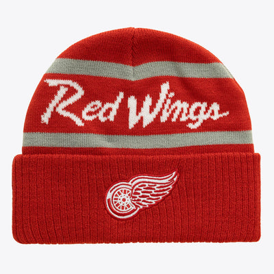 Detroit Red Wings Mitchell & Ness Head Coach Cuffed Knit Hat - Red