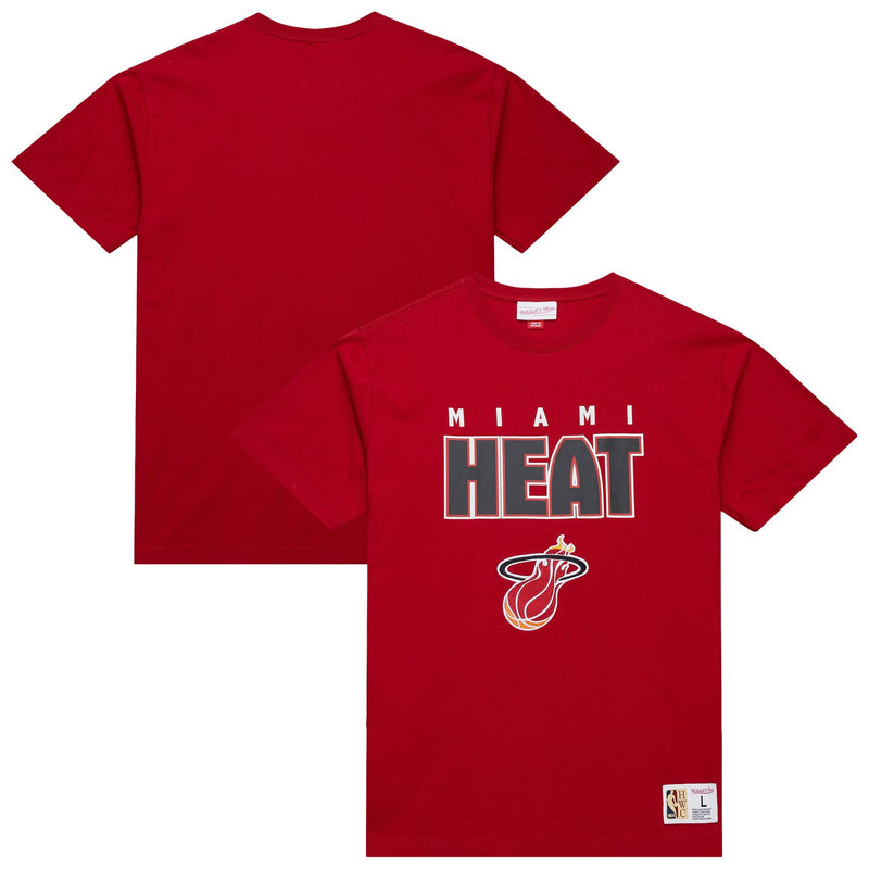 Miami Heat Mitchell & Ness Hardwood Classics Throw It Back Premium T-Shirt - Red