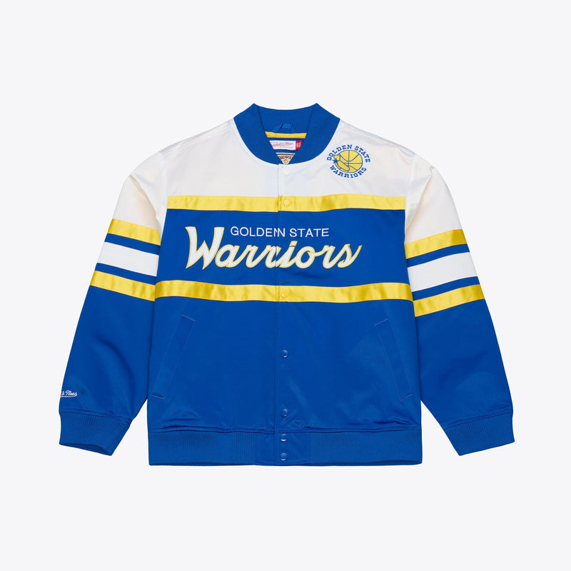 Golden State Warriors Mitchell & Ness Hardwood Classics Head Coach Lightweight Satin Full-Snap Jacket - Royal