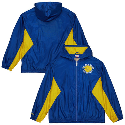 Golden State Warriors Mitchell & Ness Playmaker Full-Zip Hooded Windbreaker Jacket - Royal