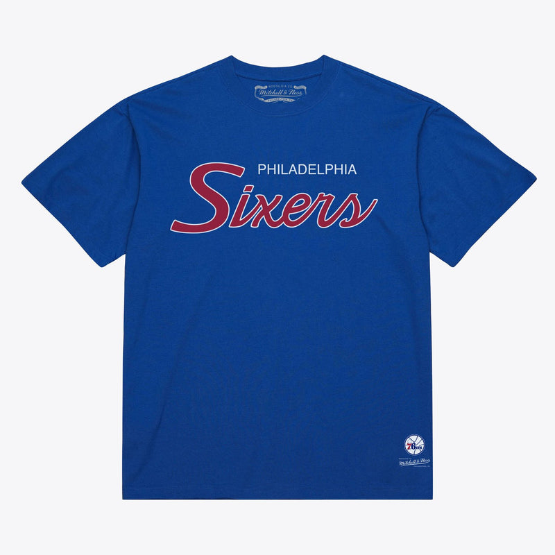 Philadelphia 76ers Mitchell & Ness Vintage Wordmark T-Shirt - Royal