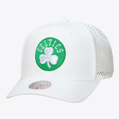 Boston Celtics Mitchell & Ness Perfect Lightweight Pro Crown Adjustable Hat - White